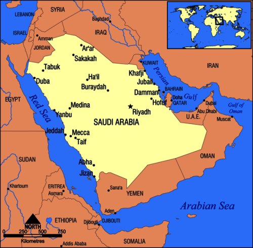 Mapa da Arábia Saudita