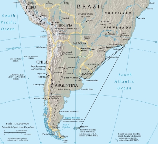 Mapa da América do Sul - Maricá, Rio de Janeiro