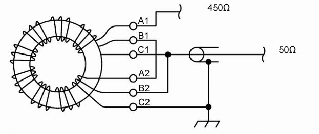 Balun unbalanced - unbalanced 9:1